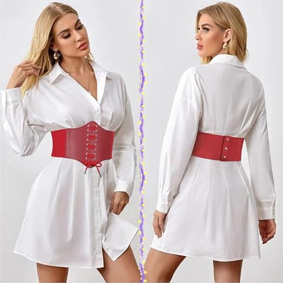 Lace Up Elastic Waist Belt, 15G-160BELT001 - Picture 2 of 2